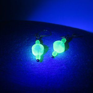 Uranium glass bead earrings